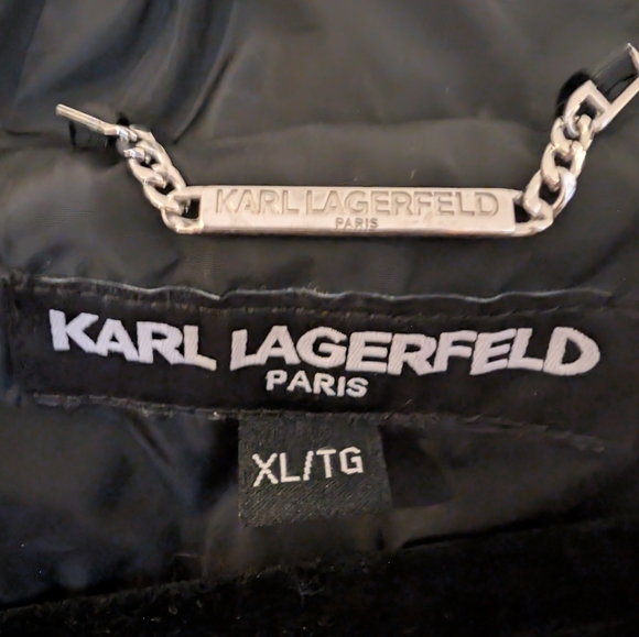 Karl Lagerfeld Paris Black Hooded Rain Coat Jacket Size XL - Picture 2 of 7